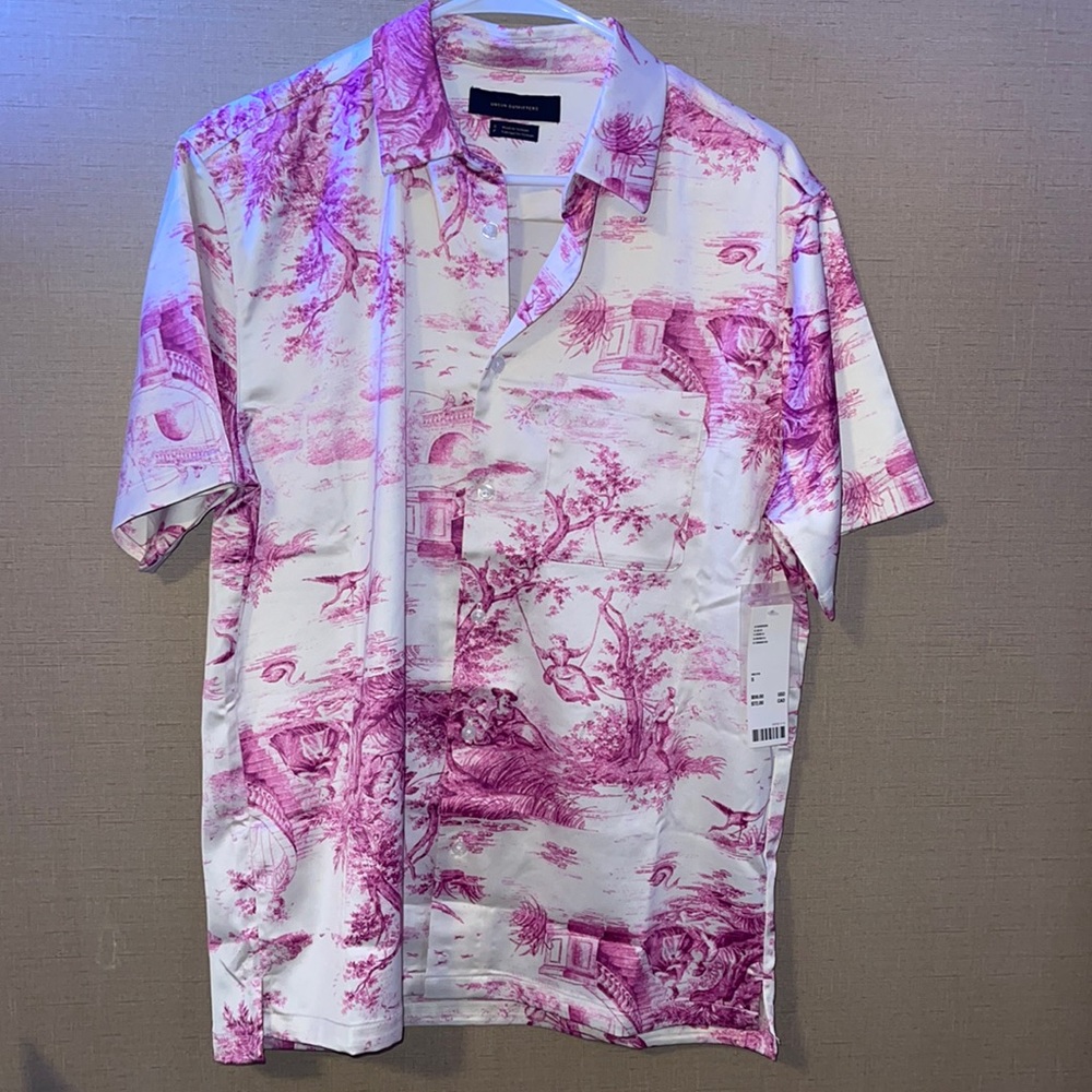 A mens small button up fuschia and white. Brand new never worn